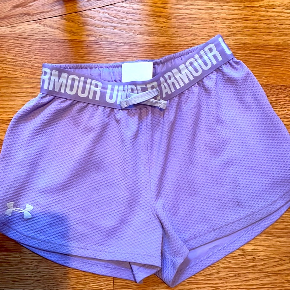 Under amor lavender shorts! Youth small! Great for sports , and summer!